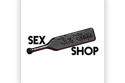 color vintage sex shop emblem pre designed illustrator graphics