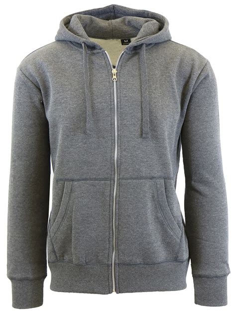 mens fleece hoodie  thermal lined hood slim fit zip  sweater