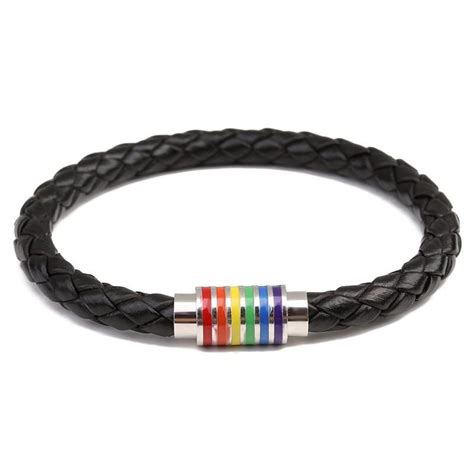 pride rainbow magnetic genuine braided leather bracelets