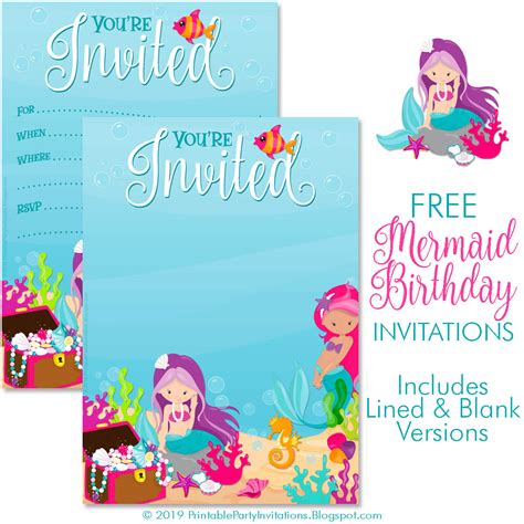mermaid invitations  printable party invitations