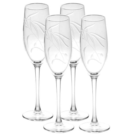 rolf glass olive branch 8 oz clear champagne flute set of 4 302454