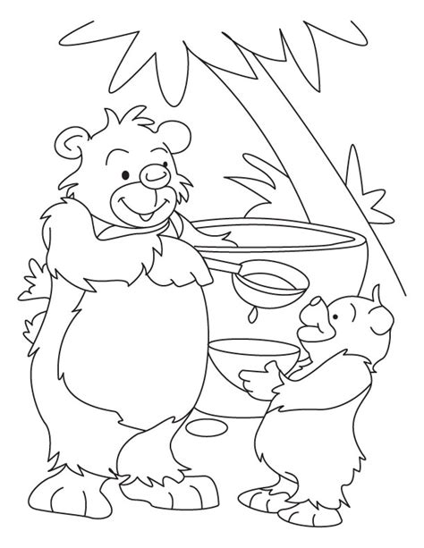 bear  cub eating honey coloring page   bear  cub