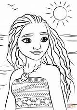 Moana Coloring Pages Princess Template Sketch sketch template