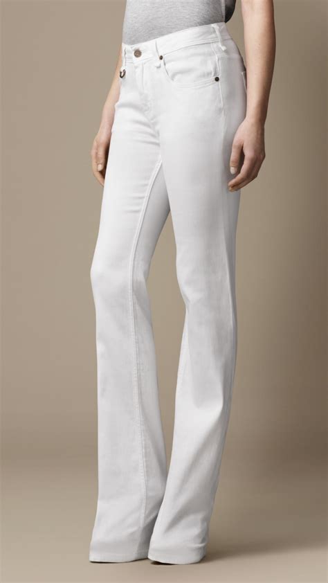 lyst burberry chelsea optical white bootcut jeans  white
