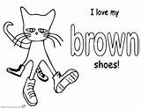 Shoes Pete Cat Brown Coloring Color Pages Printable Kids Adults Print sketch template