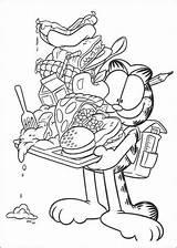 Garfield Coloring Pages Colouring Food Choose Eating Print Board Lasagna Cat sketch template