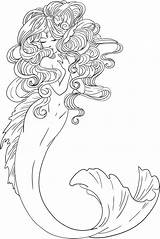 Mermaid Coloring Pages Tattoo Designs Grown Ups sketch template