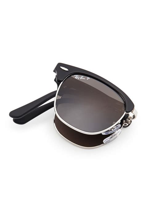 Ray Ban Clubmaster Folding Browline Sunglasses In Black
