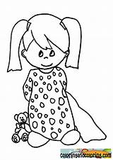 Coloring Pajamas Pages Kids Girl Night Dress Pajama Party Little Popular sketch template