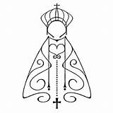 Senhora Nossa Aparecida Coração Bordado Padroeira Minimalista Virgen Virgencitas Senhor sketch template