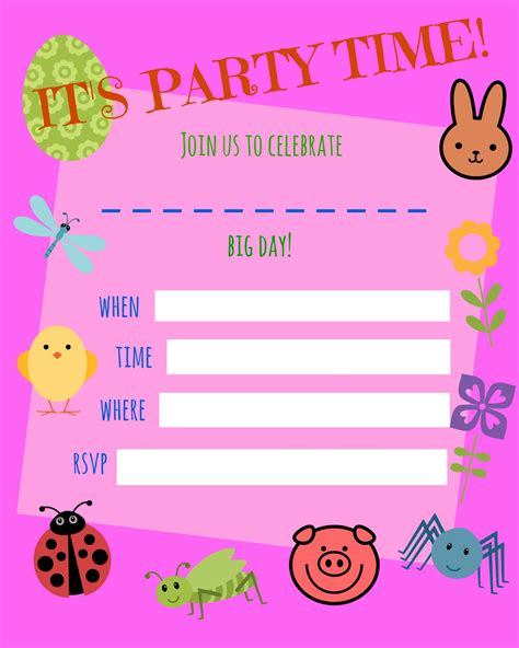 printable birthday invitation templates  kids birthday