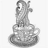 Coffee Coloring Cup Pages Mug Printable Tea Adult Adults Cups Drawing Book Getcolorings Color Printables sketch template