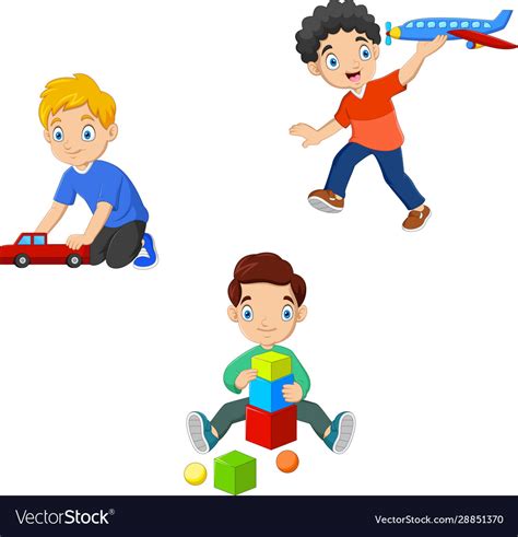 cartoon  kids playing toys royalty  vector image