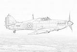 Coloring Fighter Hurricane Hawker War Spitfire Pages Planes Ii Japanese Filminspector British sketch template