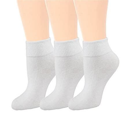 diabetic socks womens white ankle 3 pack seamless toe