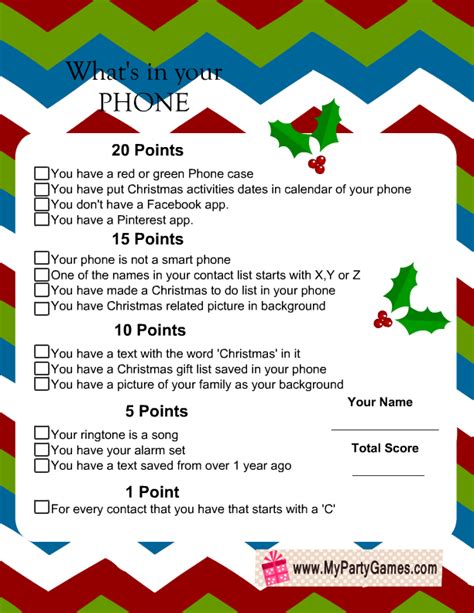 whats   cell phone christmas game  printable printable