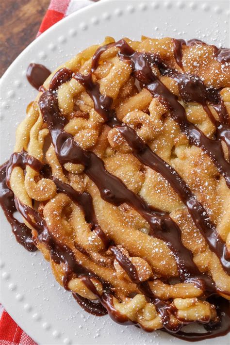 homemade funnel cakes  chocolate drizzle homemade funnel cake