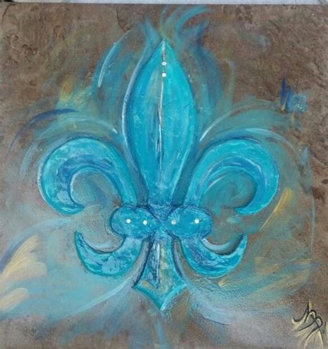 blue fleur de lis art painting design art