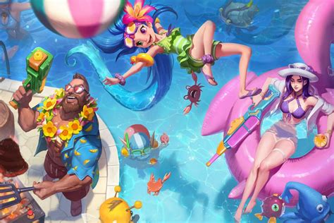 2018 Pool Party Skins Gangplank Caitlyn And Zoe Make A