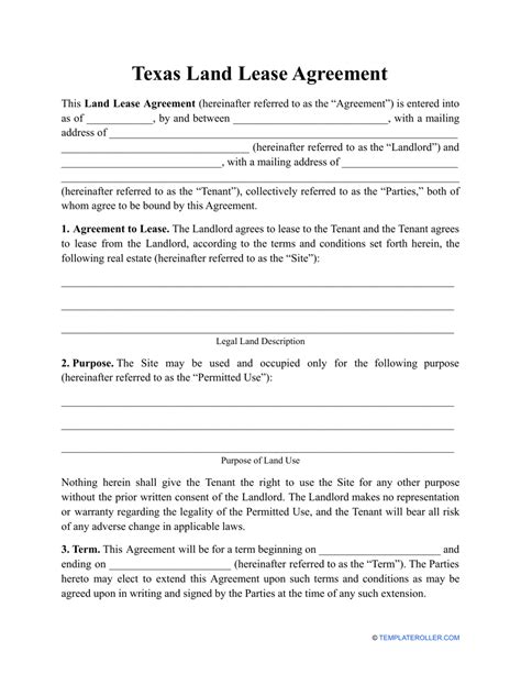 printable texas residential lease agreement