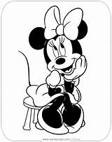 Minnie Coloring Pages Mouse Disney Disneyclips Stool Sitting Printable Adult Sheets sketch template