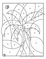 Color Number Palm Summer Tree Coloring Pages Kids sketch template
