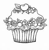 Cupcake Coloring Pages Cupcakes Colouring Printable Berry Sheets Happy Birthday Mewarnai Gambar Cherry Cup Color Kids Valentine Fruit Library Printables sketch template