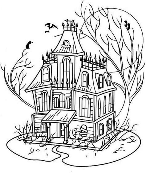 printable haunted house coloring pages  coloringfoldercom