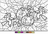 Halloween Number Color Coloring Pages Printable Witches Pumkins Kids Printables Crafts Colorings Paper sketch template