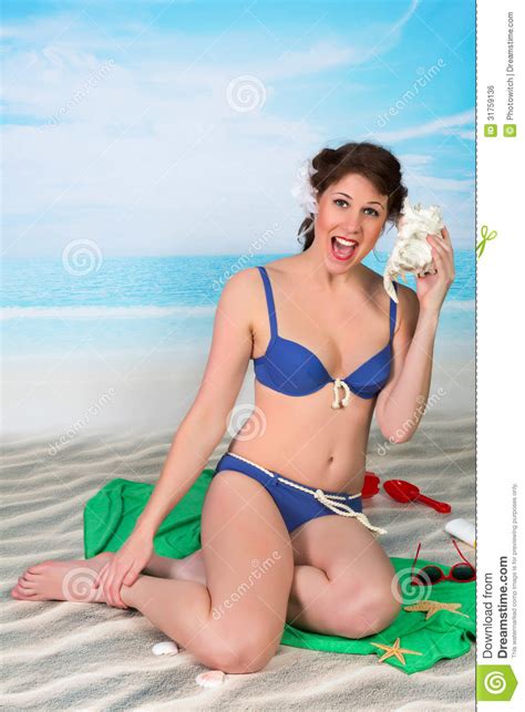 seaside pinup girl royalty free stock image image 31759136