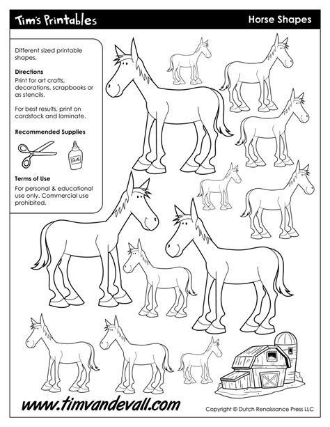 printable horse templates horse shapes  art crafts