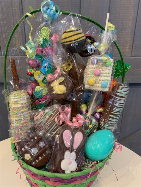 large easter basket  chocolate duck
