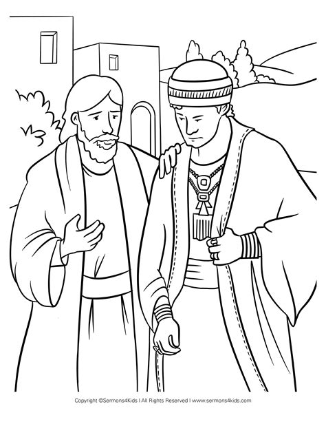 rich young ruler coloring page sermonskids