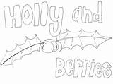 Berries Holly Colouring Christmas sketch template
