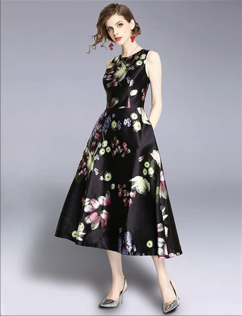 2019 women s new fashion flower slim dresses girls casual