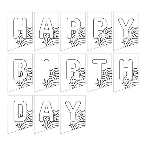 happy birthday banner printable black  white