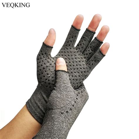 pair compression therapy fingerless gloves breathable rheumatoid arthritis pain relief