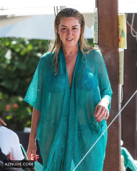 Claire Sweeney Dons Her Teal And Gold Bikini Out In The Caribbean