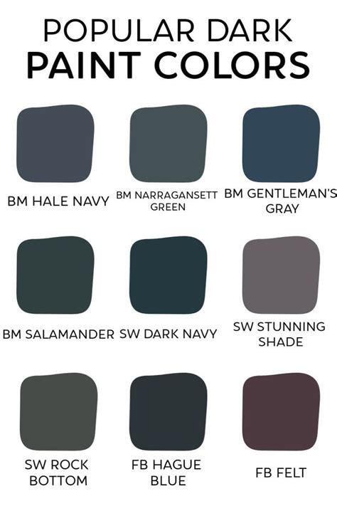 color chart  popular dark paint colors