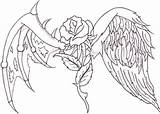 Wings Coloring Pages Angel Heart Roses Hearts Cross Drawing Crosses Drawings Adults Realistic Color Print Wing Printable Tattoo Angels Adult sketch template