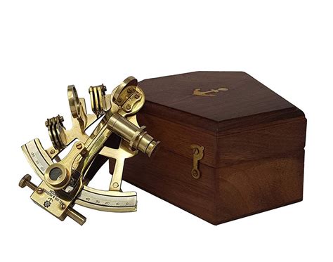 brass nautical vintage sextant replica in wooden box 4 inches at rs