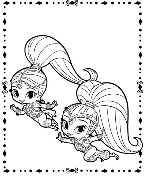 shimmer  shine coloring pages    print