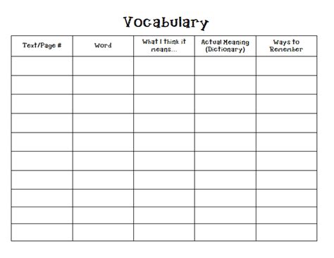 blank vocabulary worksheet templates word   premium blank