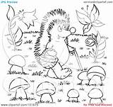 Hedgehog Coloring Pages Watching Outline Walking Butterfly Illustration Clipart Rf Royalty Bannykh Alex Coloringtop sketch template