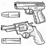 Drawing Pistol Revolver Bullet Handgun Pistolas Pistola Pistolen Bullets 9mm Gunshot Armas Vectorschets Armi Ammunition Vetor Sulle Monzuno Vado Controlli sketch template