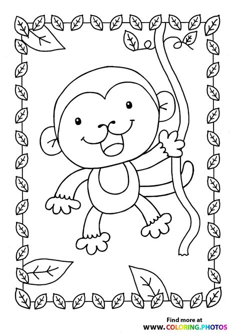 hanging monkey coloring page