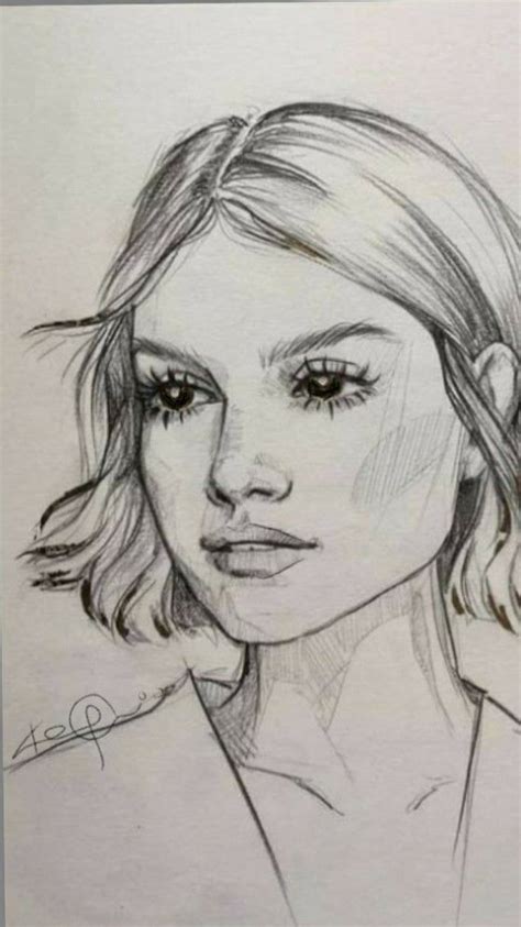 pencil sketch sketches  girls faces cute canvas paintings face