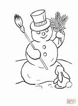 Snowman Coloring Pages Print Christmas Printable Color Rabbit Kids Children D615 Family Hat Abominable Drawing Cartoon Getdrawings Supercoloring Make sketch template