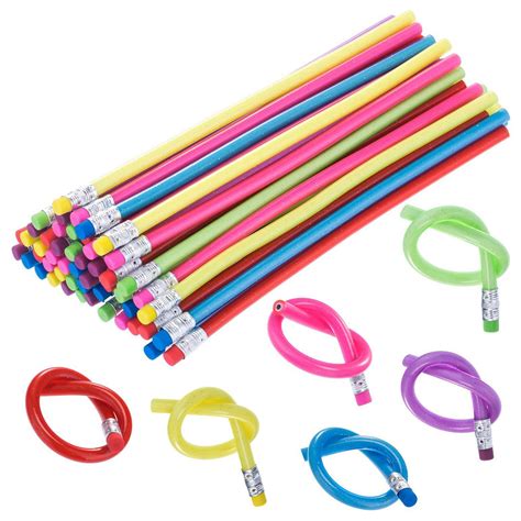 pieces bendable pencil flexible bendy soft pencils  eraser colorful  standard pencils