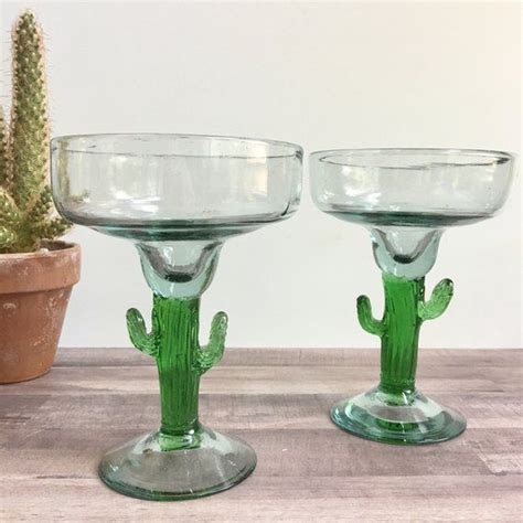 Vintage Margarita Glasses Set Of Two Saguaro Cactus
